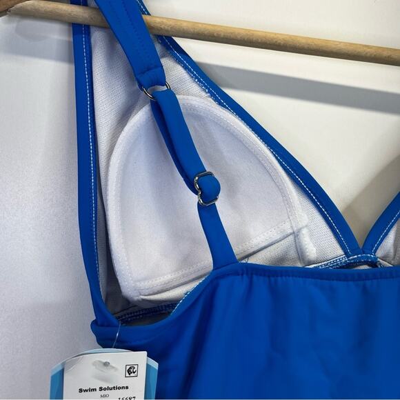 Swim Solutions Tummy Control Plunge One Piece swimsuit copen blue - 8 - Picture 10 of 13